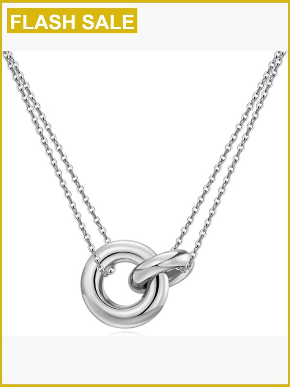 Interlocking Circle Heart Gold Necklace Sister Gift 14k Plated 925 Silver